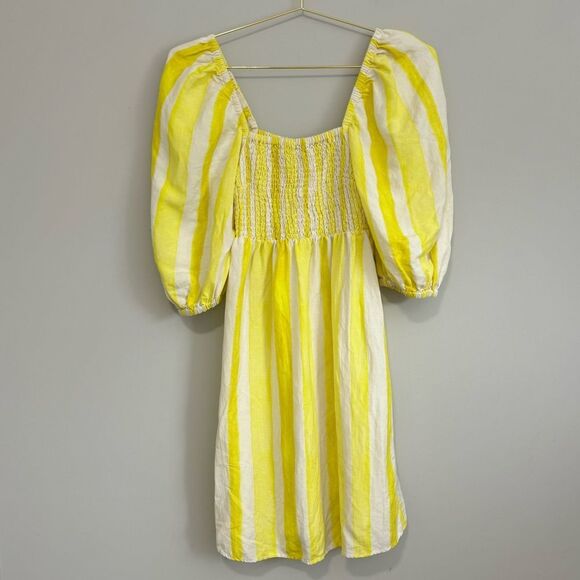 Tuckernuck Linen Blend Cabana Striped Puff Sleeve Dress - Picture 2 of 5